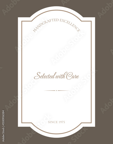 Isolated white elegant Label in minimalistic style with text. Good for cosmetics, perfumery, beauty and spa goods, home and decor items, wellness products