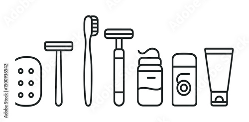 Minimalist bathroom essentials: razor, toothbrush, and toiletries for daily hygiene