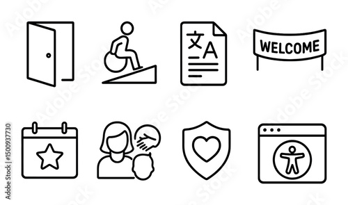 Accessibility and inclusion icons for user interface and design