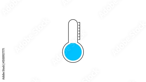 Thermometer Rise Represented Cold Temperature isolated on white background 4k Motion Graphics Video Footage with Alpha Channel