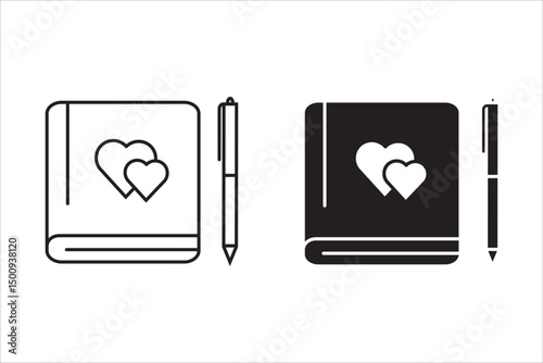  diary icon set, book love for your website design, logo, app, UI Vector design. on white background.


