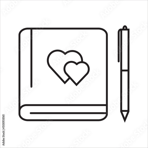  diary icon set, book love for your website design, logo, app, UI Vector design. on white background.


