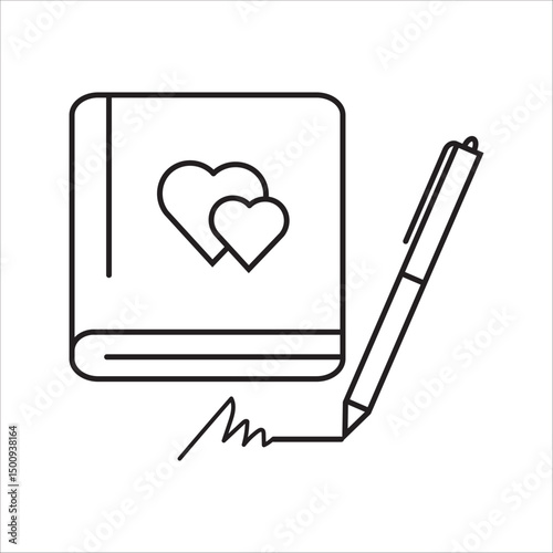  diary icon set, book love for your website design, logo, app, UI Vector design. on white background.



