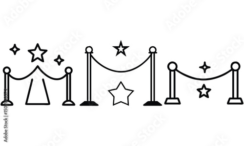Black and red carpet vector illustration icon set, a symbol of business design and law balance