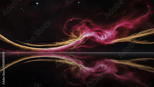 Cosmic nebula reflection, perfect for a sci-fi event poster, digital art style.



