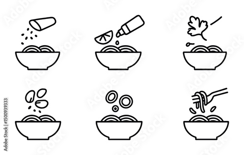 Step-by-step noodle preparation with ingredients and garnishing tips for cooking enthusiasts