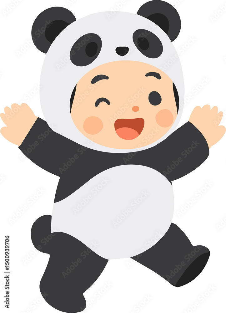 Fototapeta premium Kid Boy Characters in panda Costume cartoon