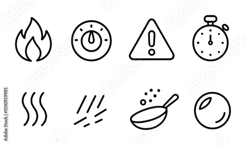 Cooking and time management icons for daily kitchen use