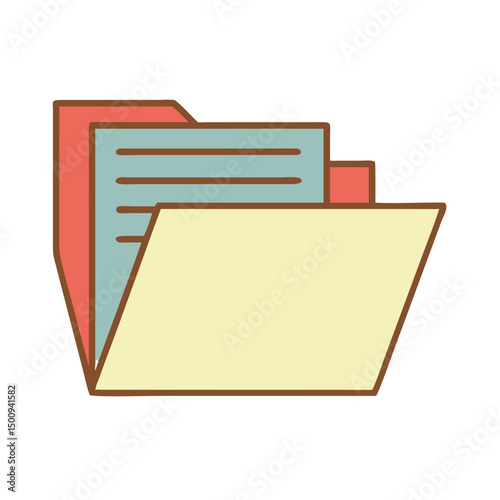 Colorful stack of folders with papers 