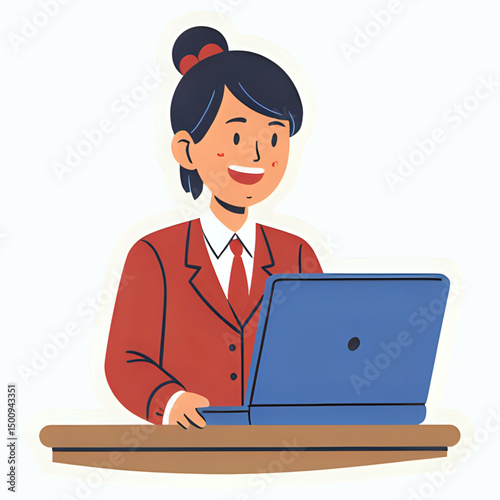 a women wearing formal suites and working at office in front of monitor PC/Laptop