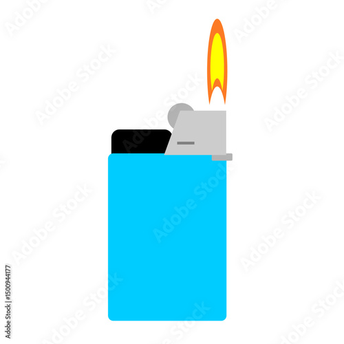 Vector icon of a gas lighter with a small flame at the tip, 
used for lighting cigarettes, candles, or stoves, 
illustration in flat art style.
