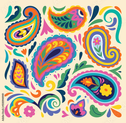 Floral Indian paisleys print