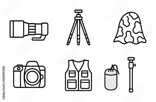 Photography equipment icons for camera enthusiasts and professionals