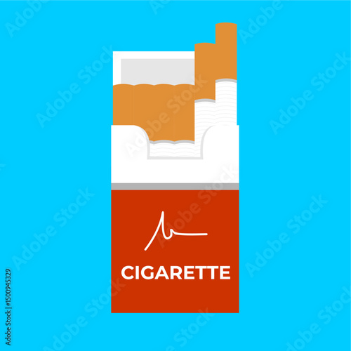 Vector icon of an open cigarette pack with several cigarettes 
visible, ready to be taken, ideal for depicting daily smoking habits, 
illustration in flat art style.