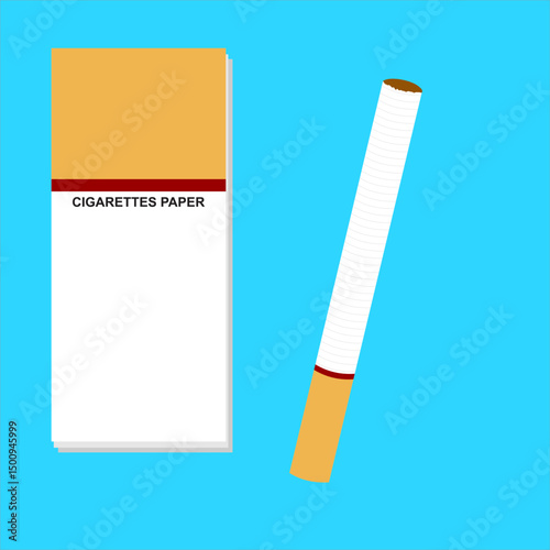 Vector icon of rolling paper, used to roll tobacco into 
hand-rolled cigarettes, usually thin and flat in sheet form, 
illustration in flat art style.