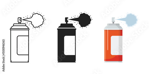 Spray can icon set collection in flat style. Aerosol bottle vector illustration on isolated background. Gas container sign business concept.
