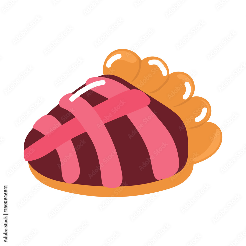 Obraz premium Slice pie cartoon illustration. Various of sweets and desserts set and collection.sweets and desserts, Bakery sweet pastries collection. Apple pie,