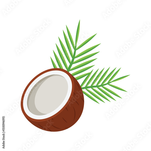 Coconut icon in flat style. Healthy food vector illustration on isolated background. Coco plant sign business concept.