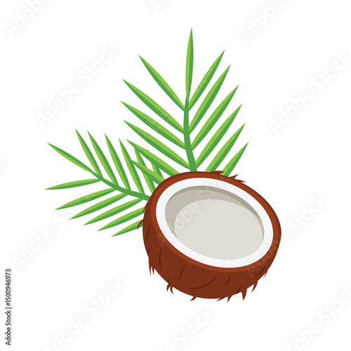 Coconut icon in flat style. Healthy food vector illustration on isolated background. Coco plant sign business concept.
