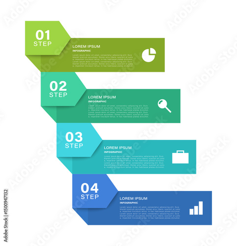 Arrow vertical infographic template with four steps or options. Modern infographic design for presentation slides