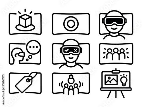 Virtual reality concepts and communication icons for digital projects