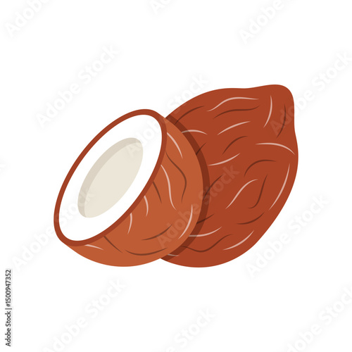 Coconut icon in flat style. Healthy food vector illustration on isolated background. Coco plant sign business concept.