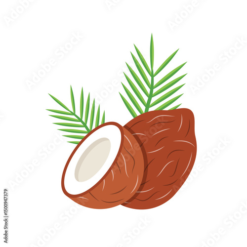 Coconut icon in flat style. Healthy food vector illustration on isolated background. Coco plant sign business concept.