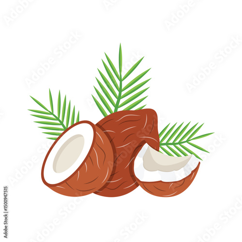Coconut icon in flat style. Healthy food vector illustration on isolated background. Coco plant sign business concept.