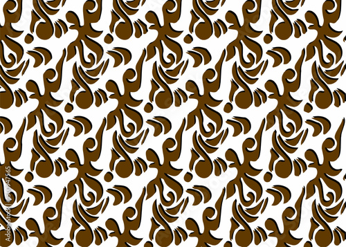 A decorative seamless vector pattern in brown tones, ideal for fabric or wallpaper design.