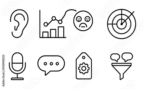 Business analytics and communication icons for data visualization and analysis
