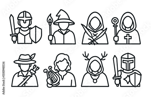 Medieval fantasy characters set for games and design projects