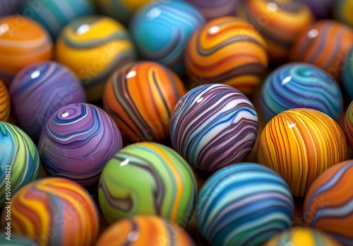 A multicolored and striped green bonbon pop that is blue, with a high-coloured many-coloured swirl, the lollipop is a deliciously tasty and sugary food, with a great taste when licked from the stick