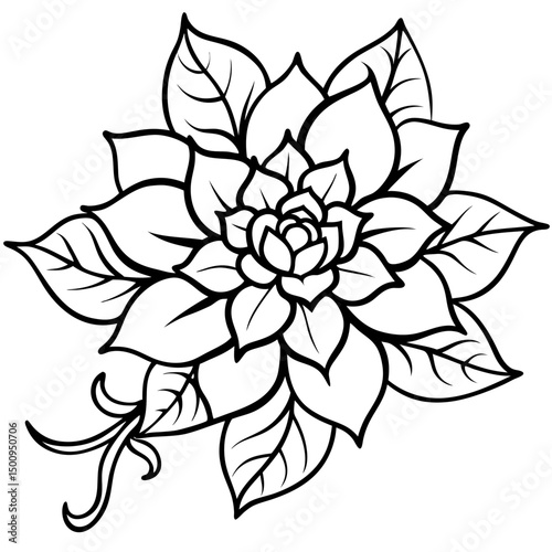 Simple Floral Zentangle Vector on White Background