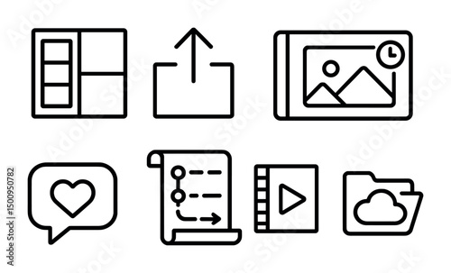 Digital media icons for organization and sharing concepts