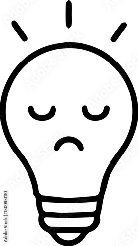 A Sad Idea: Conceptual Light Bulb Illustration with Negative Emotion