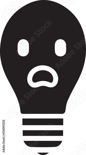 Sad Lightbulb Icon: Expressing Creative Block and Conceptual Darkness