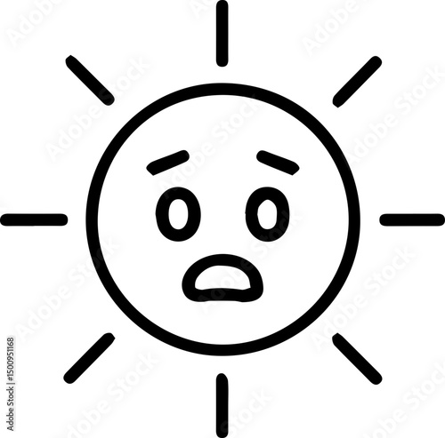 Sad Sun Icon: Depicting Gloom and Melancholy, A Sunny Day Gone Wrong
