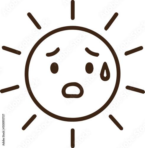 Distressed Sun Cartoon Character: An Illustration of Climate Anxiety