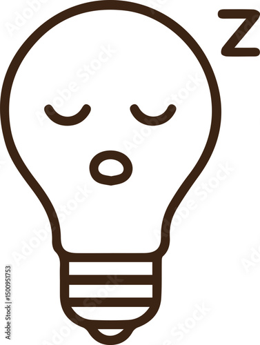 Tired Lightbulb Icon: A Symbol for Rest, Downtime, and Creative Exhaustion