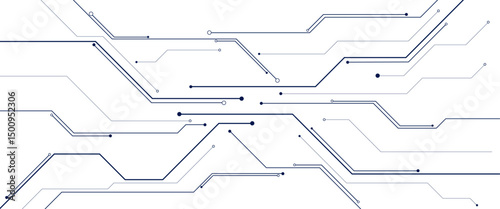 Vectors black and white circuit electronic or electrical line and dots.
