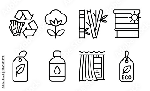 Sustainable icons for eco-friendly products and green living concepts