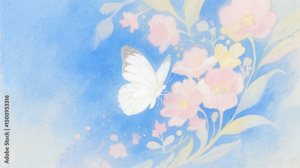 Elegant Butterfly with Floral and Ink Splash Elements Elegant Butterfly with Floral and Ink Splash Elements