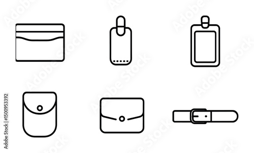 Minimalist icons of wallets and fashion accessories for design projects