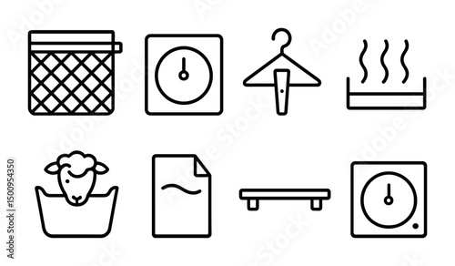 Laundry symbols and icons collection for garment care and fashion design