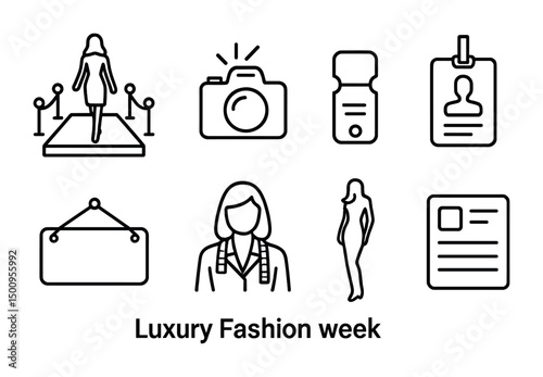 Fashion week icons for design and event promotion