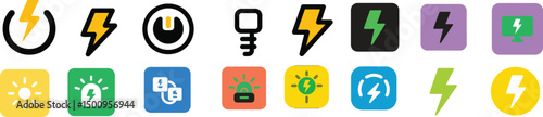 Electricity icone set  vector icons white background