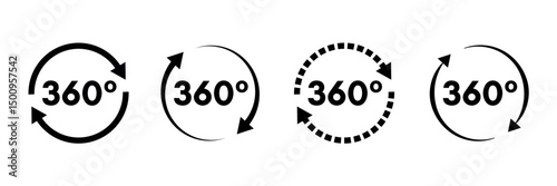 360 degrees icon set isolated vector illustration
