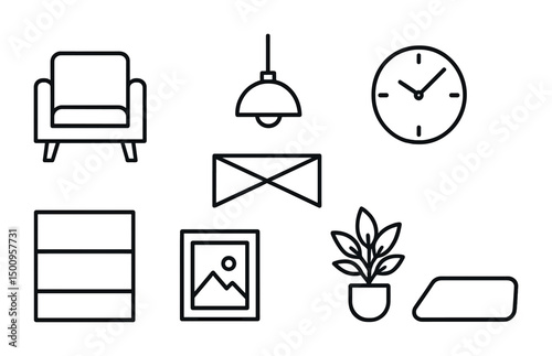 Minimalist home interior icons for design and decor inspiration