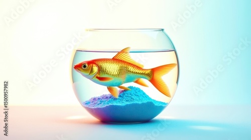 Wallpaper Mural A gold fish swimming in a small fishbowl Torontodigital.ca