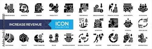Increase Revenue Glyph Icon Collection
